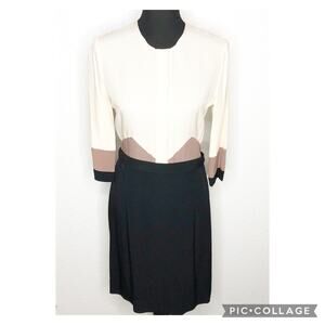 Victoria Victoria Beckham cream black tan colorblock dress size US 4